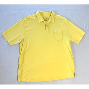 TOMMY BAHAMA Polo Shirt XL Yellow 100% Pima Cotton Short Sleeve Butter Soft